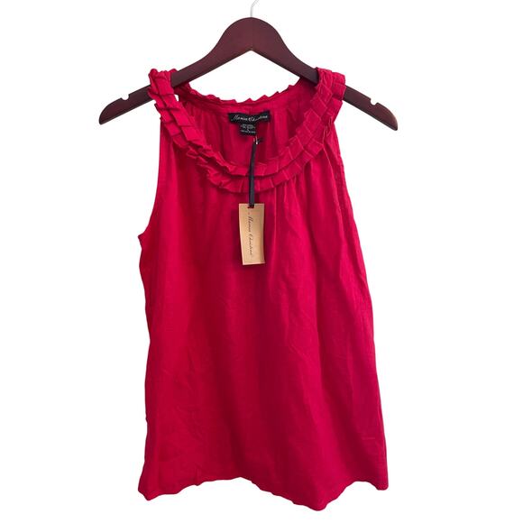 Marisa Christina Tops - NEW Marisa Christina Linen Blend Red Ruffle Tank Blouse Office Career Size L
